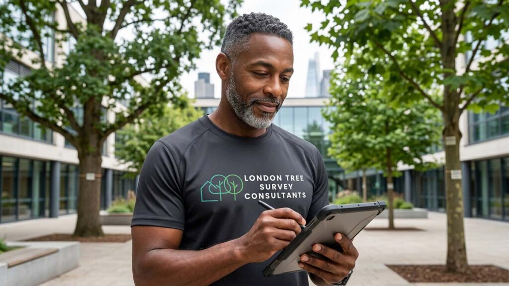 Professional tree survey at a school in London